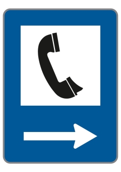 §53/5 Telefon           Pfeil rechtsweisend