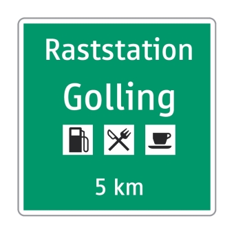 Raststationsankündigung 5km grün/weiß