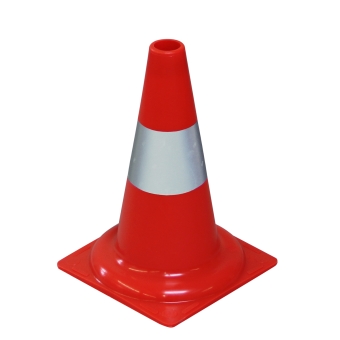 Leitkegel tagesleuchtend rot/orange, einteilig Streifen reflektierend