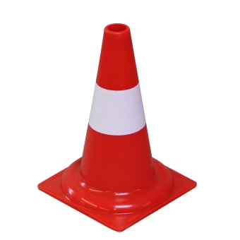 Leitkegel tagesleuchtend rot/orange, einteilig Streifen weiß