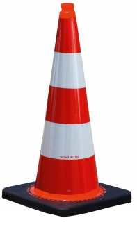 Leitkegel tagesleuchtend rot/orange, vollflächig mit Folie Typ 2 rot/weiß