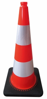 Leitkegel tagesleuchtend rot/orange, zweiteilig Streifen reflektierend