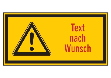Symbol Gefahr (leer) mit Wunschtext