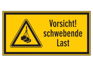 Symbol+Text Vorsicht schwebende Last