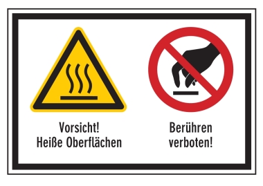 Vorsicht! Heiße Oberflächen/Berühren verboten