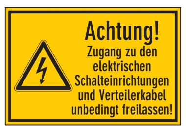 Achtung! Zugang zu den elektrischen Schalteinrichtungen und ...