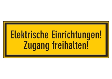Elektrische Einrichtungen! Zugang freihalten!