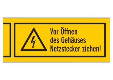 'Vor Öffnen des Gehäuses Netzstecker ziehen' auf Rolle zu 50 lfm