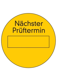 'Nächster Prüftermin' selbstklebend gelb/schwarz 100 Stück / Pkg.