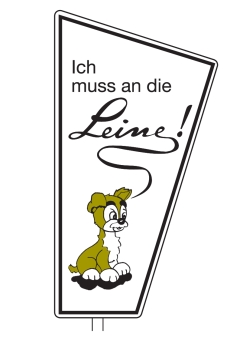 Symbolschild 'Ich muss an die Leine' inkl. Erdspieß aus Alu-Profil
