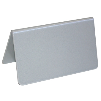 Tischaufsteller (leer) RAL 9006 weißaluminium beschichtet m.Wunschtext