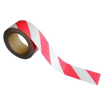 Bodenmarkierungsband rot/weiß, linksweisend Rutschhemmung R13
