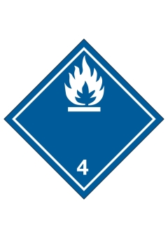 Nr.4.3 Entzündbare Gase bei Berührung mit Wasser blau/weiß