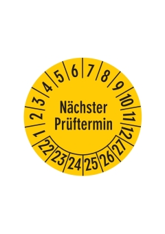'Nächster Prüftermin' selbstklebend gelb/schwarz 100 Stück / Packung