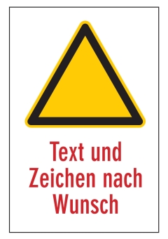 Warn-Kombischild (leer) mit Wunschtext