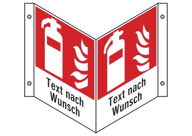 Winkelschild Feuerlöscher (leer) mit Wunschtext