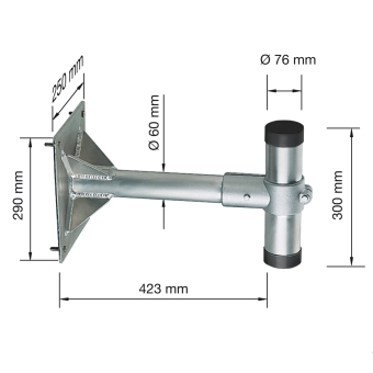Wandarm Alu für Spiegel D = 76 mm