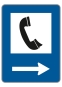 §53/5 Telefon           Pfeil rechtsweisend