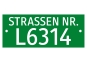Straßennummer - Tafel   grün/weiß, eckig