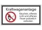 Kraftwagenanlage Rauchen, offenes Licht u. Feuer polizeilich verboten